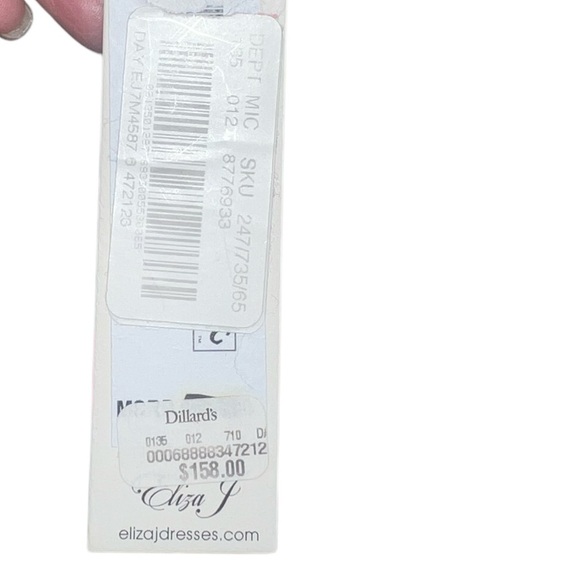 Nwt Eliza J Fit & Flare Pleated Navy Cream Striped Dress Belted Pink Bow Sash 6 - Picture 7 of 8